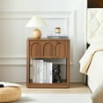 thumbnail image 4 of YOCWO Walnut Nightstand Set of 2 with Drawer for Bedroom, Wood Bedside Table with Arched Fluted, 4 of 8