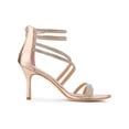 thumbnail image 3 of BLISSFUL STEP Women's Shoes Stiletto Heel Open Toe Ankle Strap Rhinestone Buckle Sandals Rose Gold 10, 3 of 8