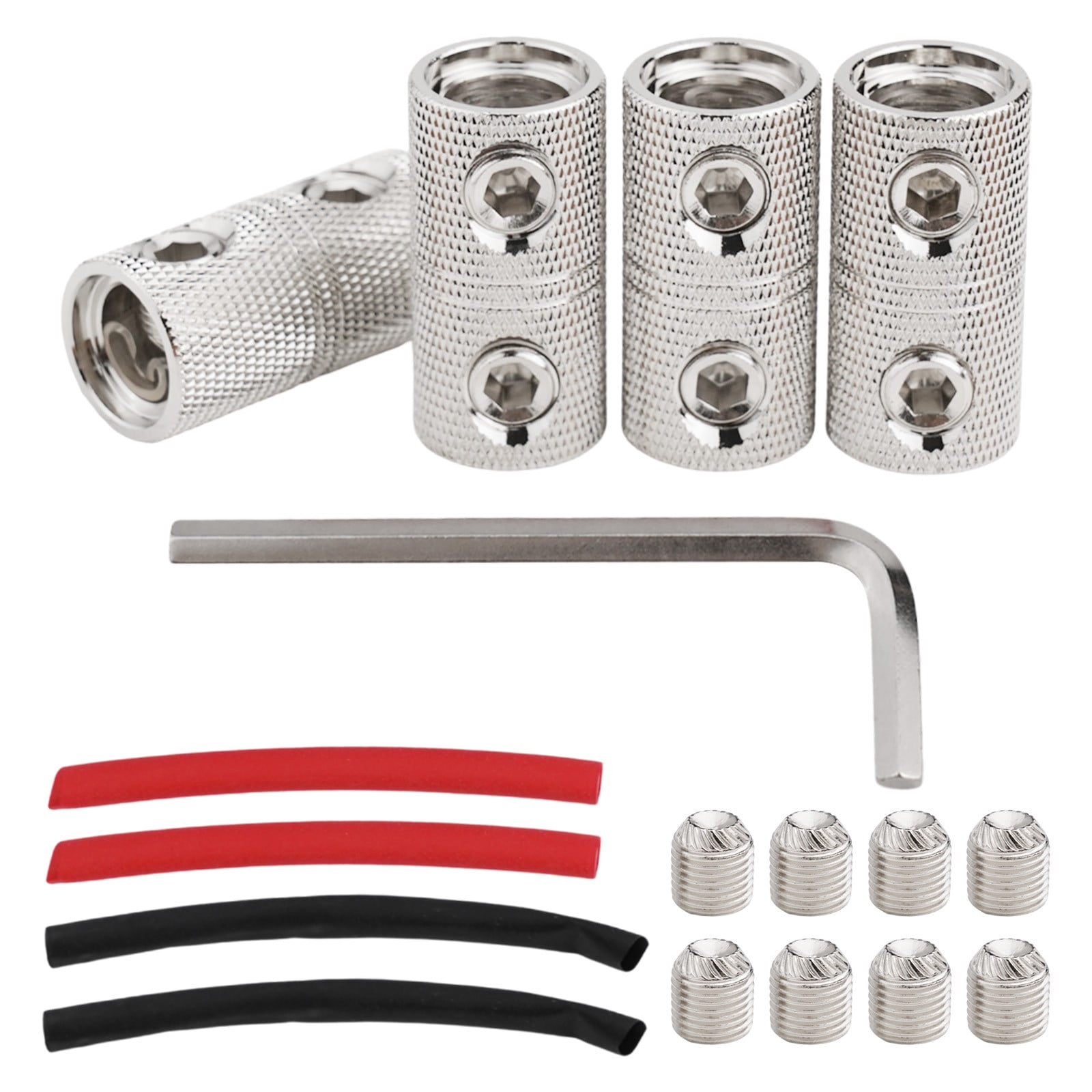 4Pcs 0 Gauge Wire Splice Connectors with Heat Shrink 0 Gauge Battery Cable Coupler Brass Car Stereo Power Wire Coupler Terminals