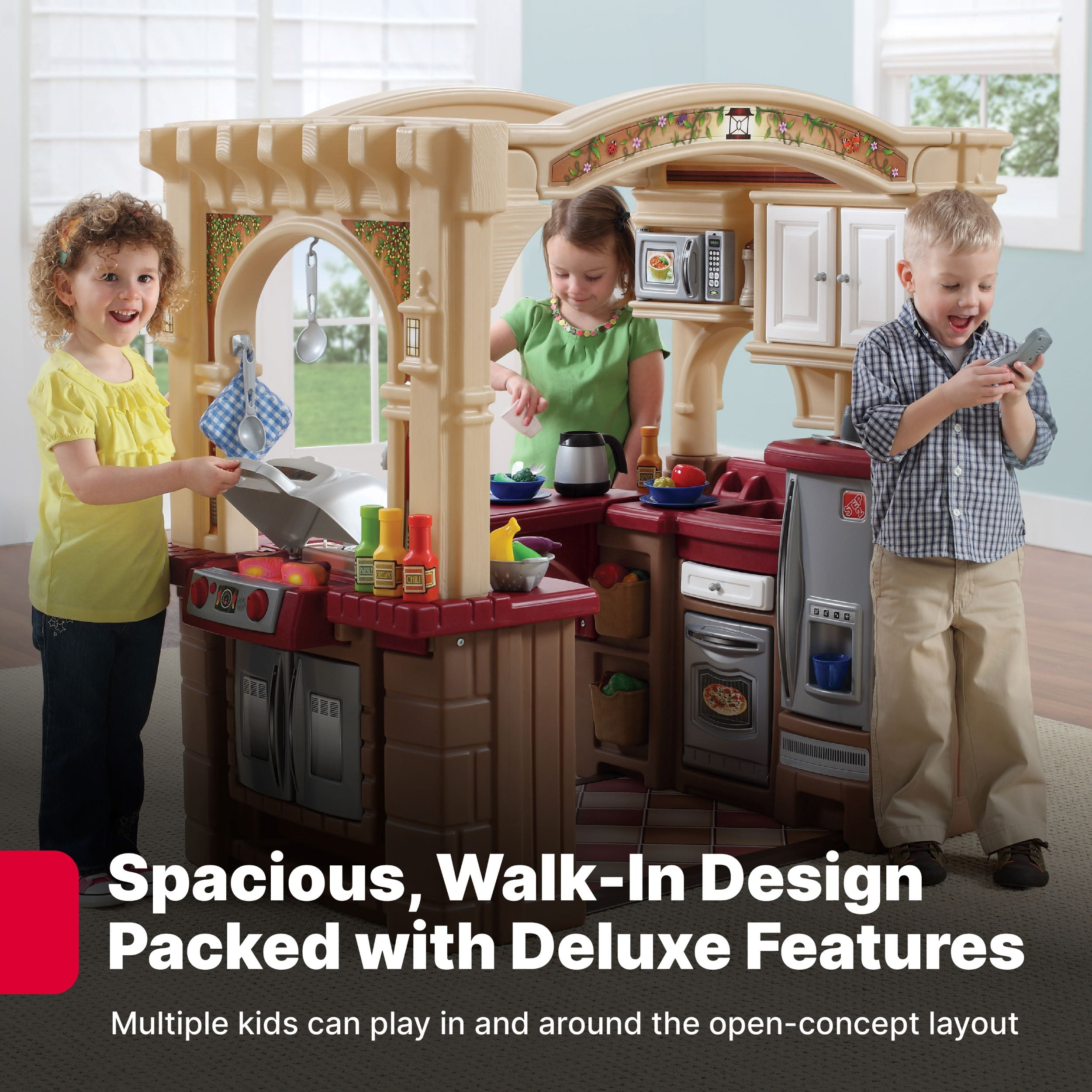 Step2 Grand Walk in Kitchen Plastic Play Kitchen and Kid Grill