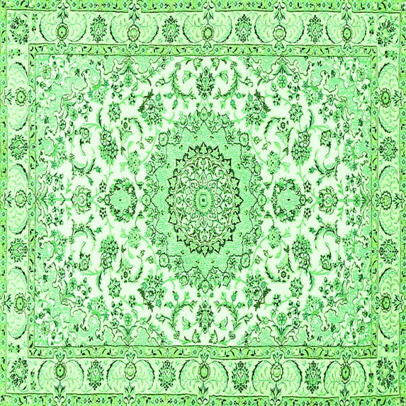 Ahgly Company Indoor Square Medallion Green Traditional Area Rugs, 4' Square