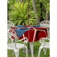 thumbnail image 2 of Outdoor Tablecloth with Umbrella Hole and Zipper, Geometric Red Round Table Cloth 60 Inch Waterproof Tablecloth, Boho Retro Abstract Circle Black Green Picnic Table Cover for Patio Camping, 2 of 7