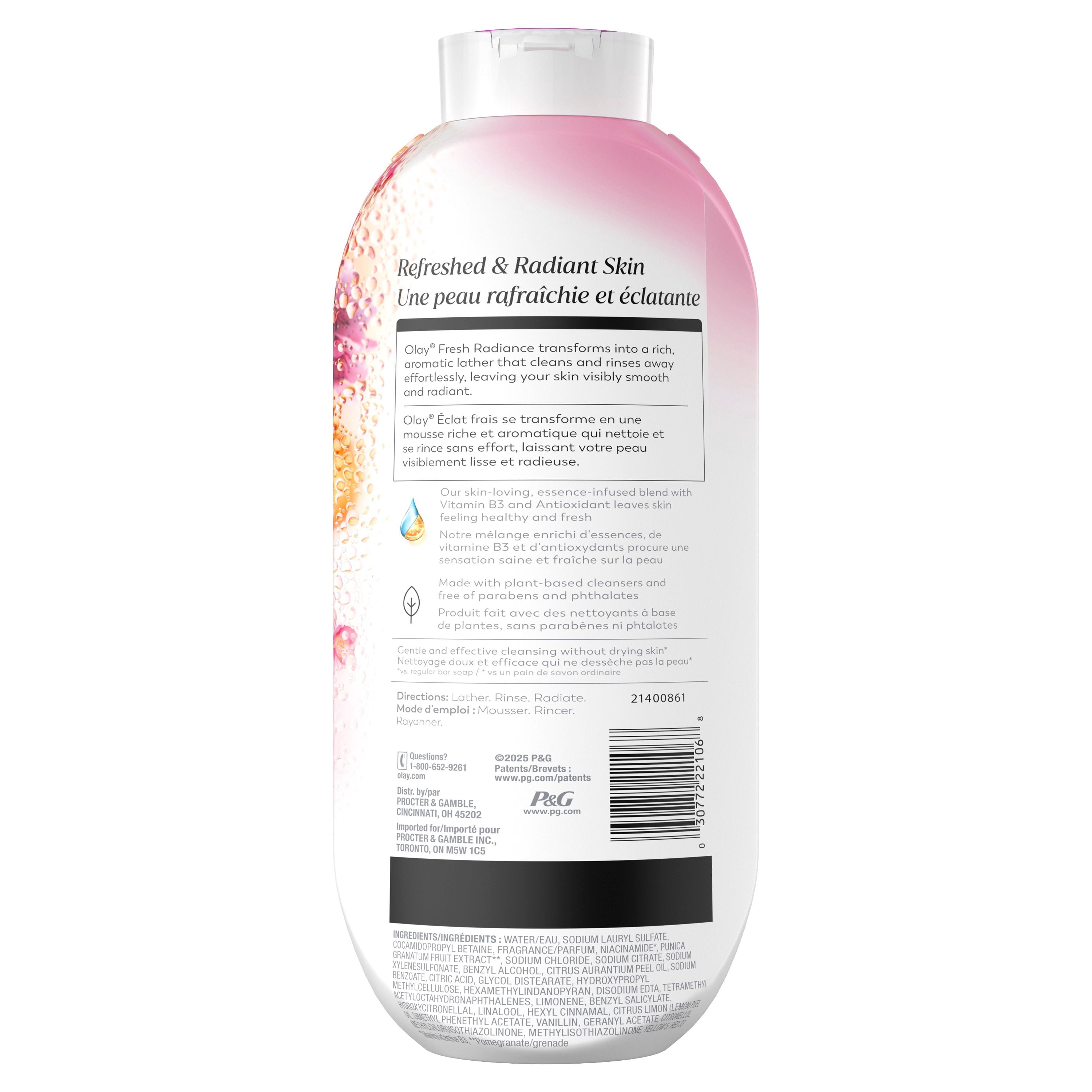 Olay Fresh Radiance Body Wash with Essence of Peach and Cherry Blossom, Vitamin B3 and Antioxidant Blend