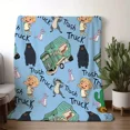 thumbnail image 3 of Soft Skin-Friendly 'Trash Truck' Flannel Blanket Adorable Animated Polyester  Warm Cozy for Sofas Beds Offices Camping Travel Gifts  All Seasons, 3 of 6