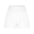 thumbnail image 4 of Dagugfen Summer Shorts for Women Casual Ruffle Waist Cotton Linen Breathable Lightweight Loungewear Beach with Pockets, 4 of 8