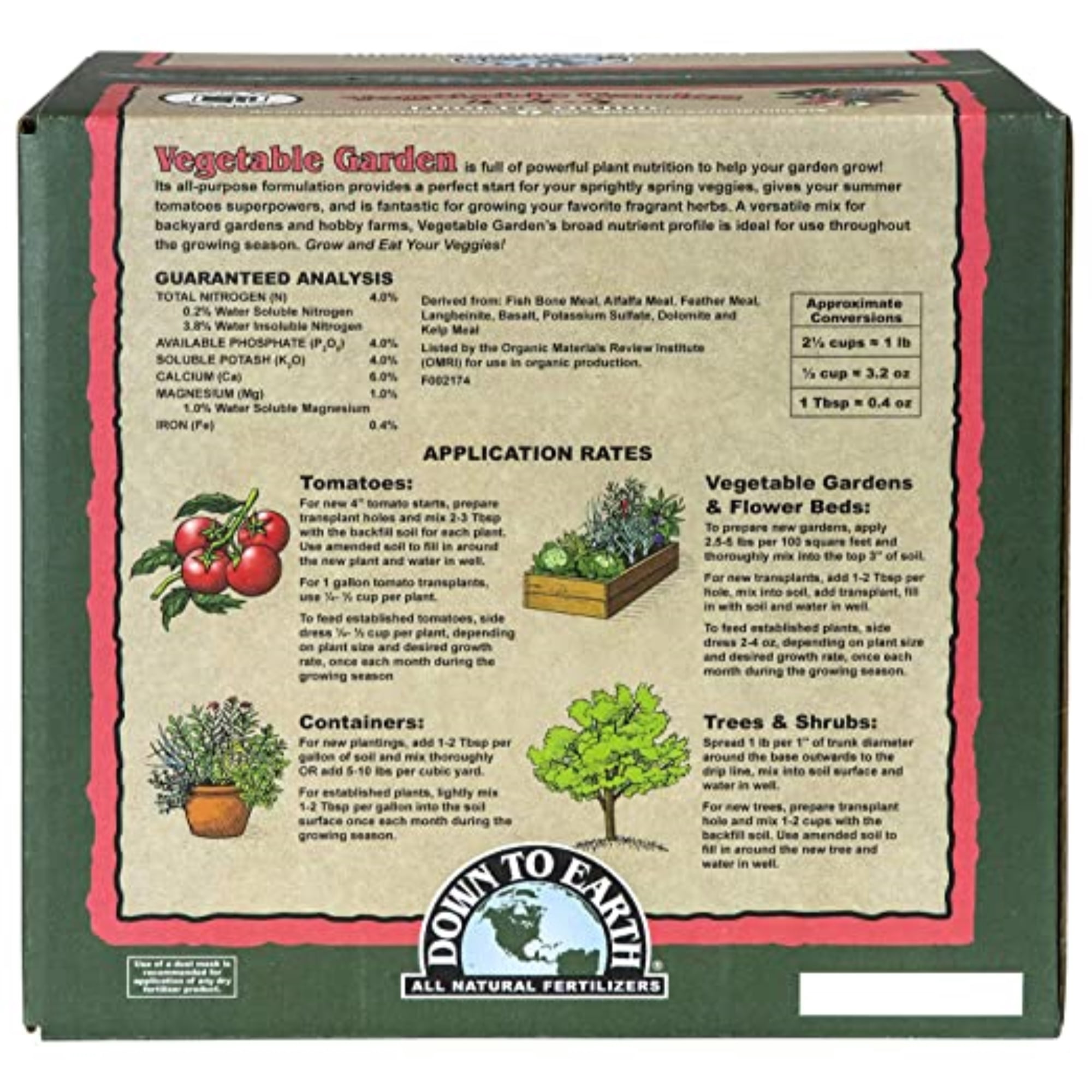 BFG Supply Vegetable Garden Organic Fertilizer 4-4-4 Granules - 15 lbs Box — Outdoor & Indoor Plant Use, Easy Application
