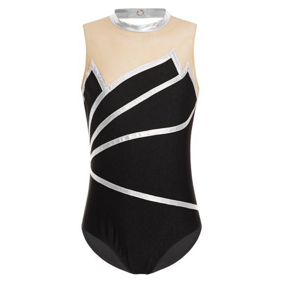 YONGHS Kids Girls Sleeveless Ballet Dance Leotard Figure Ice Skating Bodysuit Dancewear Silver 8