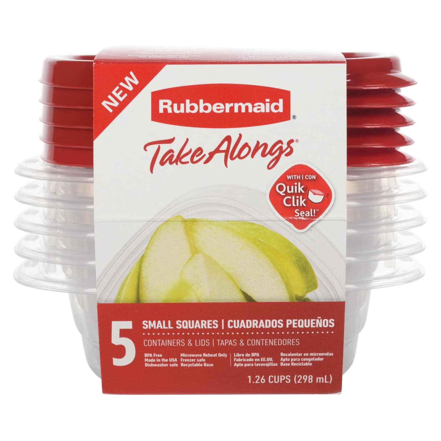 (8 pack) Rubbermaid TakeAlongs 1.26 Cup Food Storage Containers, Set of 5