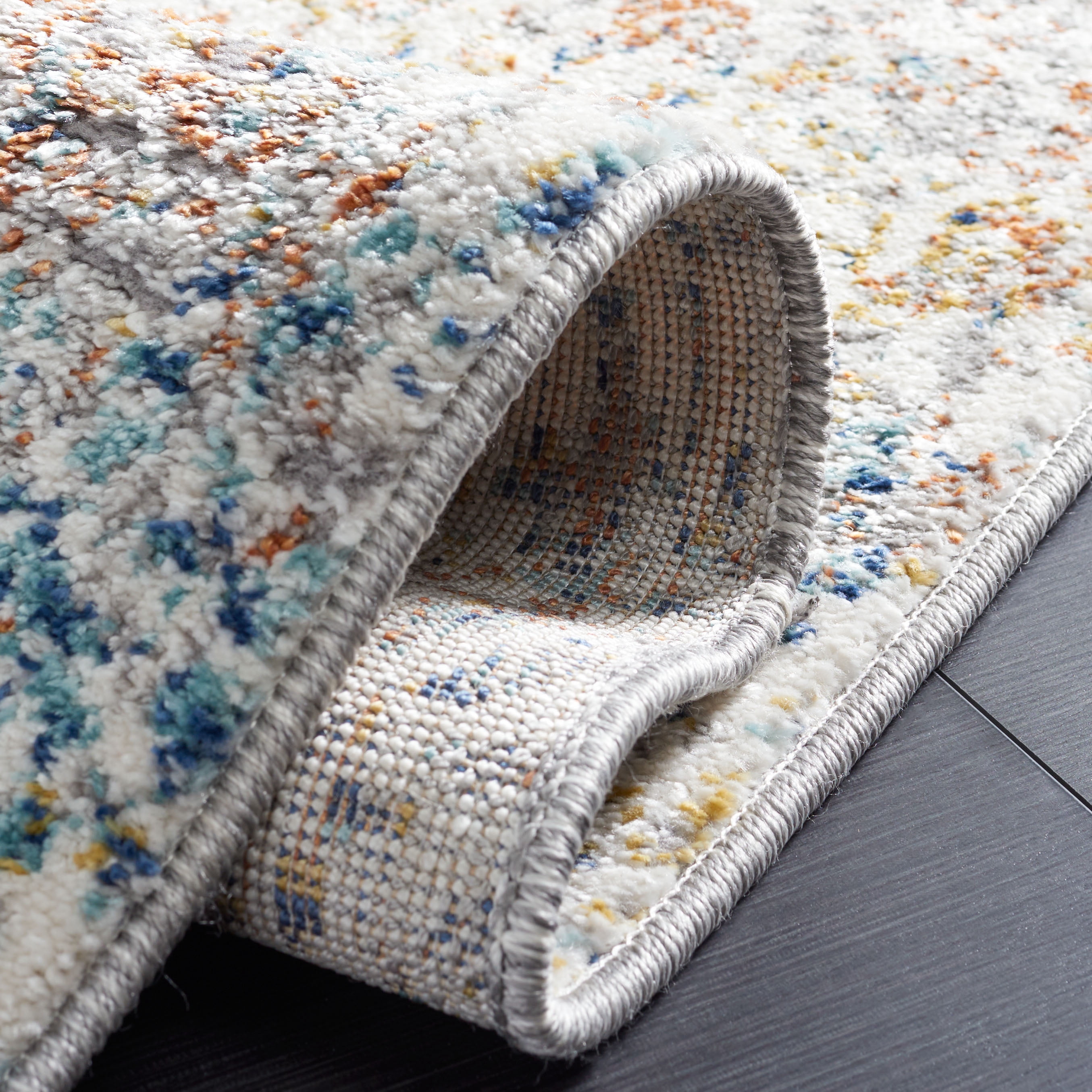 SAFAVIEH Aston Alys Abstract Area Rug, Ivory/Navy, 5'3" x 7'7"