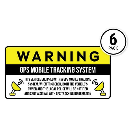 Anti-Theft Car Vehicle Stickers with GPS Tracking Warning (Pack of 6