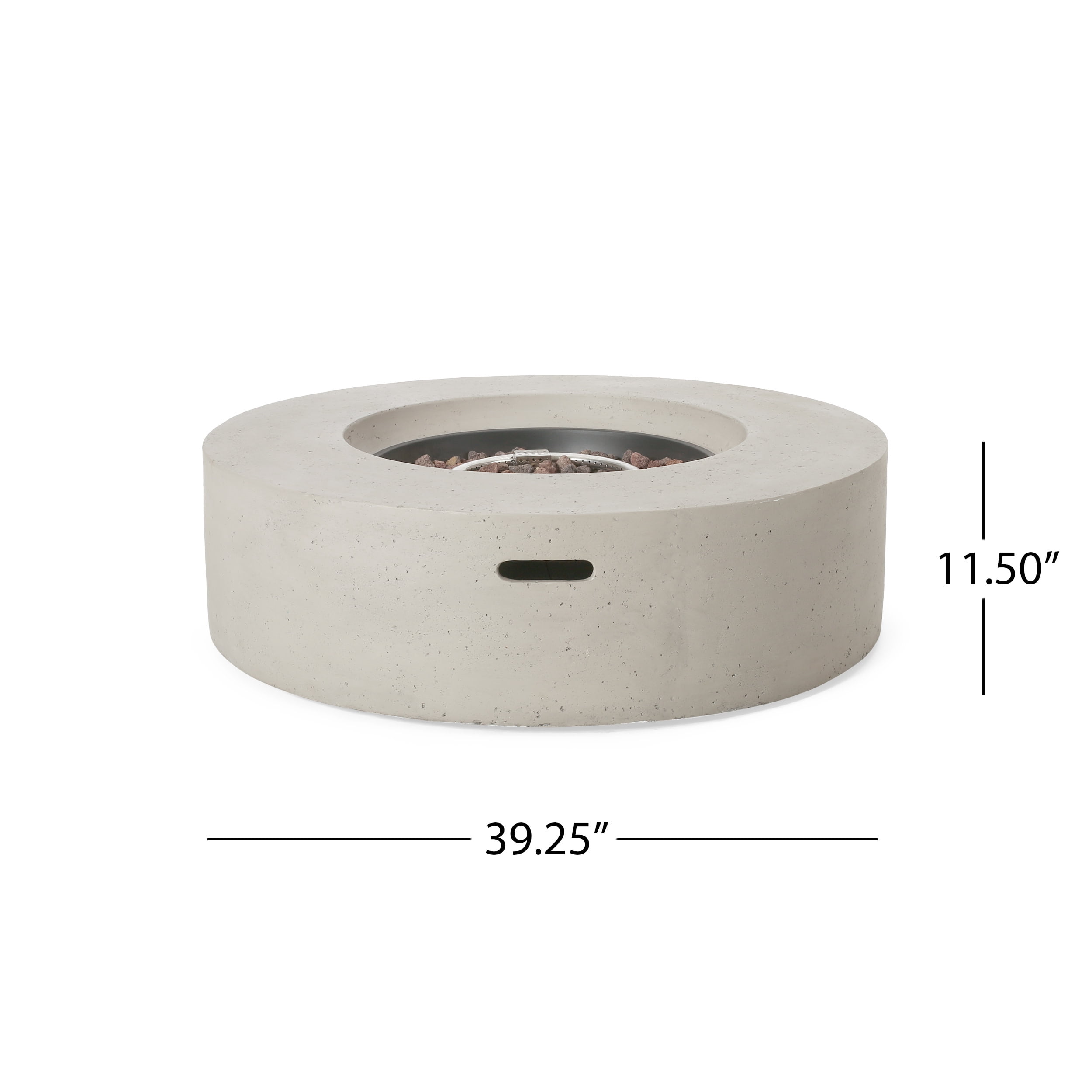 Mayfair Lightweight Concrete Outdoor 50,000 BTU Circular Fire Pit (No Tank Holder), Light Gray