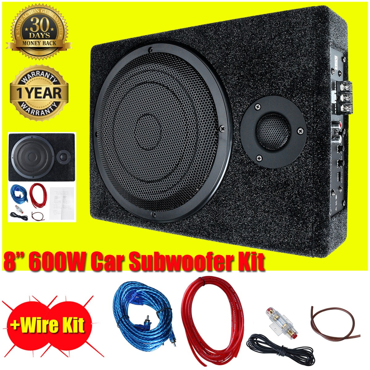 600W 10''/8'' 12V Powerful Slim Under-Seat Car Audio Subwoofer High