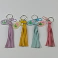 thumbnail image 3 of Goosavvy Faux Leather Tassel Keychain with Resin Tulip Charm, Yellow, 3 of 7