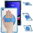 thumbnail image 2 of ELEHOLD Rugged Case For  Samsung Galaxy Tab A9+ 11Inch, Full Protection Transparent 360° Rotating Stand Cover, with Silicone Wrist Strap, Shoulder Strap,Lightblue, 2 of 12