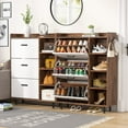 thumbnail image 5 of Tribesigns Shoe Cabinet with 3 Flip Drawers & 5 Tiers shelves, Freestanding Tipping Bucket Shoe Cabinet Wooden Shoe Rack with Compartments,Modern Shoe Storage Cabinet for Entryway, Porch,Living Room, 5 of 6