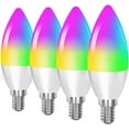thumbnail image 1 of Ampoule Intelligente Compatible avec Alexa Google Home Siri Raccourci Base E12 B10/B11 WiFi-Bluetooth Candélabre Ampoule LED Changeant de Couleur Dimmable Ampoules Lustre 360 lm 35w Équivalent Lot de 4, 1 of 5