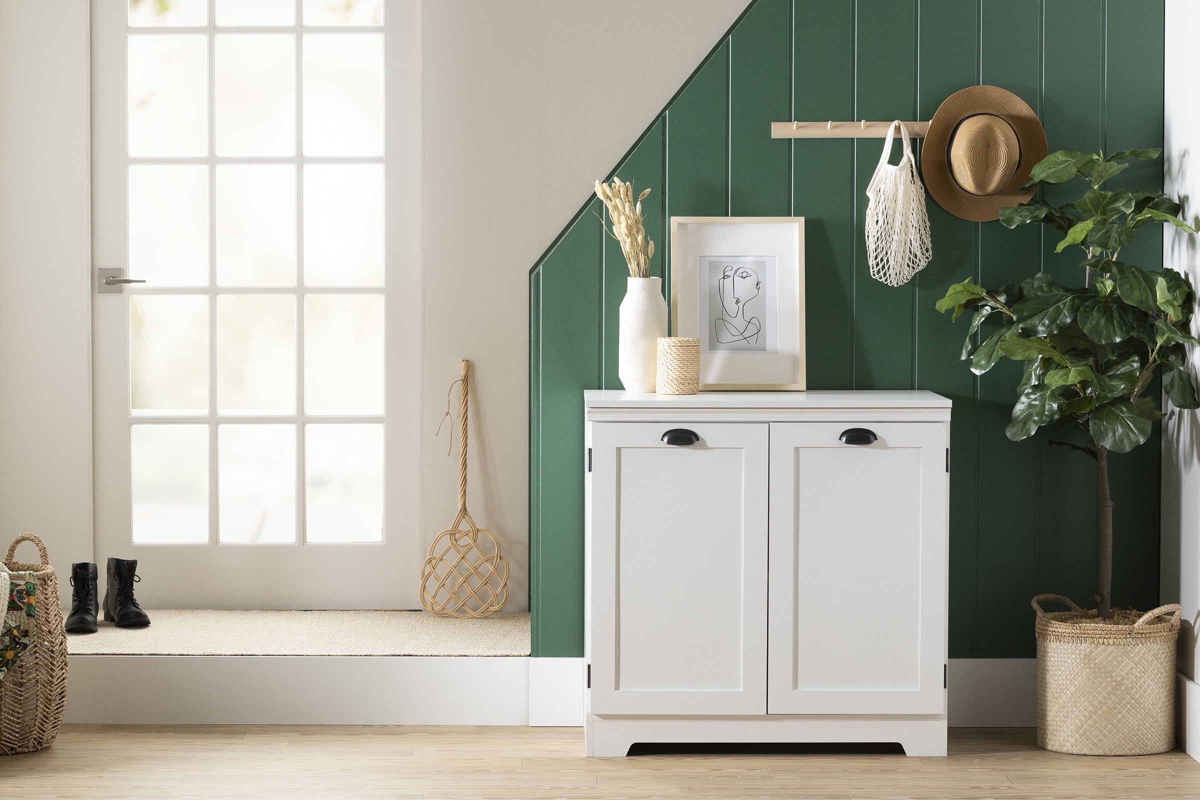 Armoire de rangement avec 2 portes, fini Blanc solide, collection Prairie de Meubles South Shore