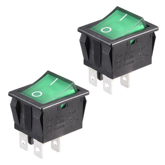 2Pcs Interruptor de palanca LED verde DPST AC 16A/125V 16A/250V listado por UL