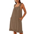 thumbnail image 3 of TaTaai Women's Square Neck Sleep Dress with Hem, Side Pocket, Sleeveless Style, and Comfortable Relaxed Fit Gift, 3 of 9