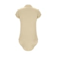 thumbnail image 5 of Cethrio Girls Shirt Dresses Size 10-12, Short Sleeve Casual Lapel Collar Mid-length Kids Summer Dresses Beige, 5 of 8