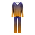 thumbnail image 4 of Viadha Linen Pajamas Women Set Ladies' Casual Solid Color Casual Top Pants Pajama Set, 4 of 5