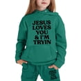 thumbnail image 1 of TSADFHJI Tenues pour Bébé Fille Ensemble à Capuche Manches Longues 2-3 Ans Vert, 1 of 6