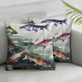 thumbnail image 3 of Fishing Pillow Sham, Retro Fishing Love Theme with Goldfish Herring Bream Bass Salmon Image, Decorative Standard King Size Printed Pillowcase, Multicolor, 3 of 7