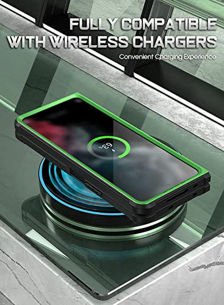Poetic Guardian Case for Samsung Galaxy Z Fold 4, Clear Case with Built-in Screen Protector, Green/ Clear