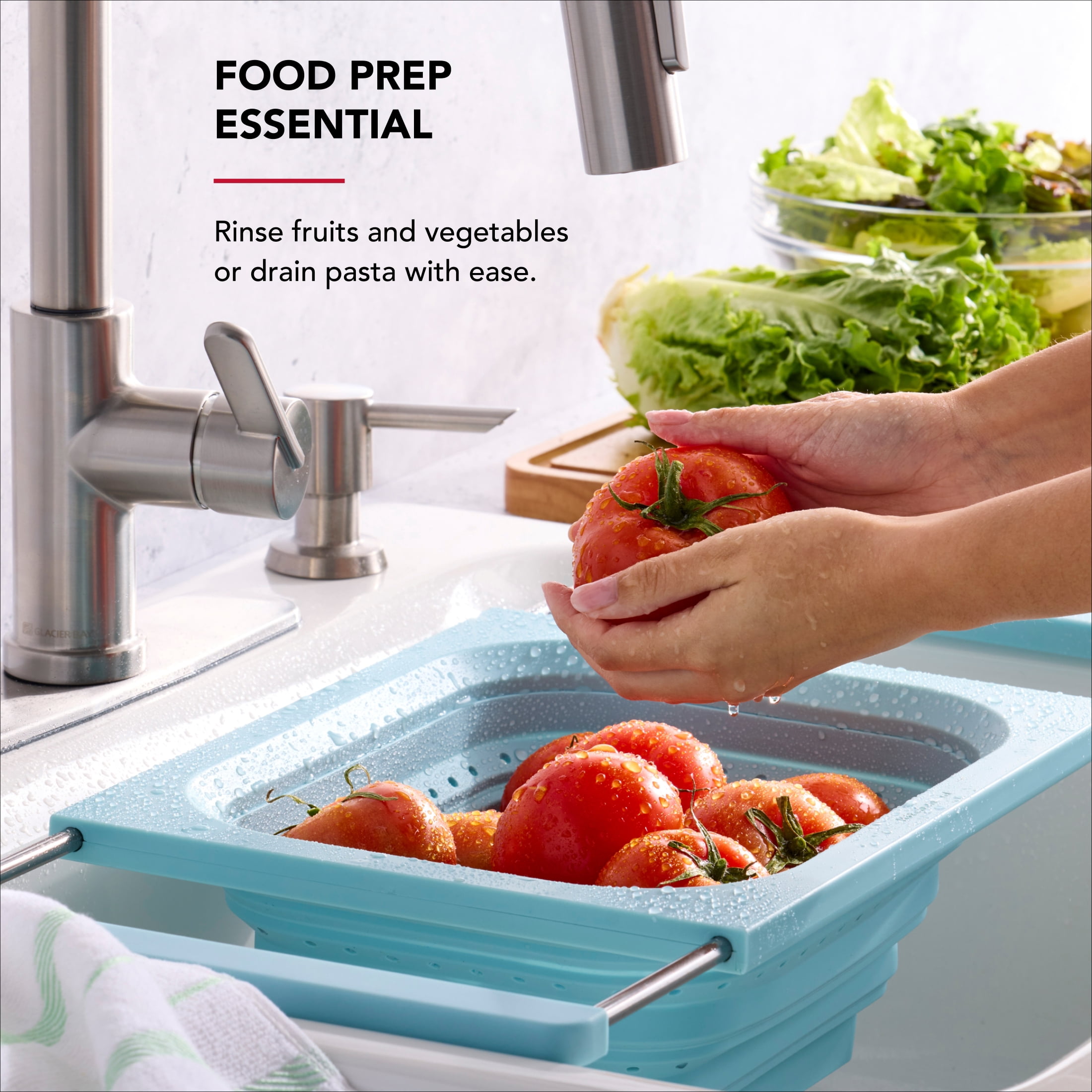 KitchenAid Collapsible Over the Sink Colander and Strainer for Kitchen, Mineral Water
