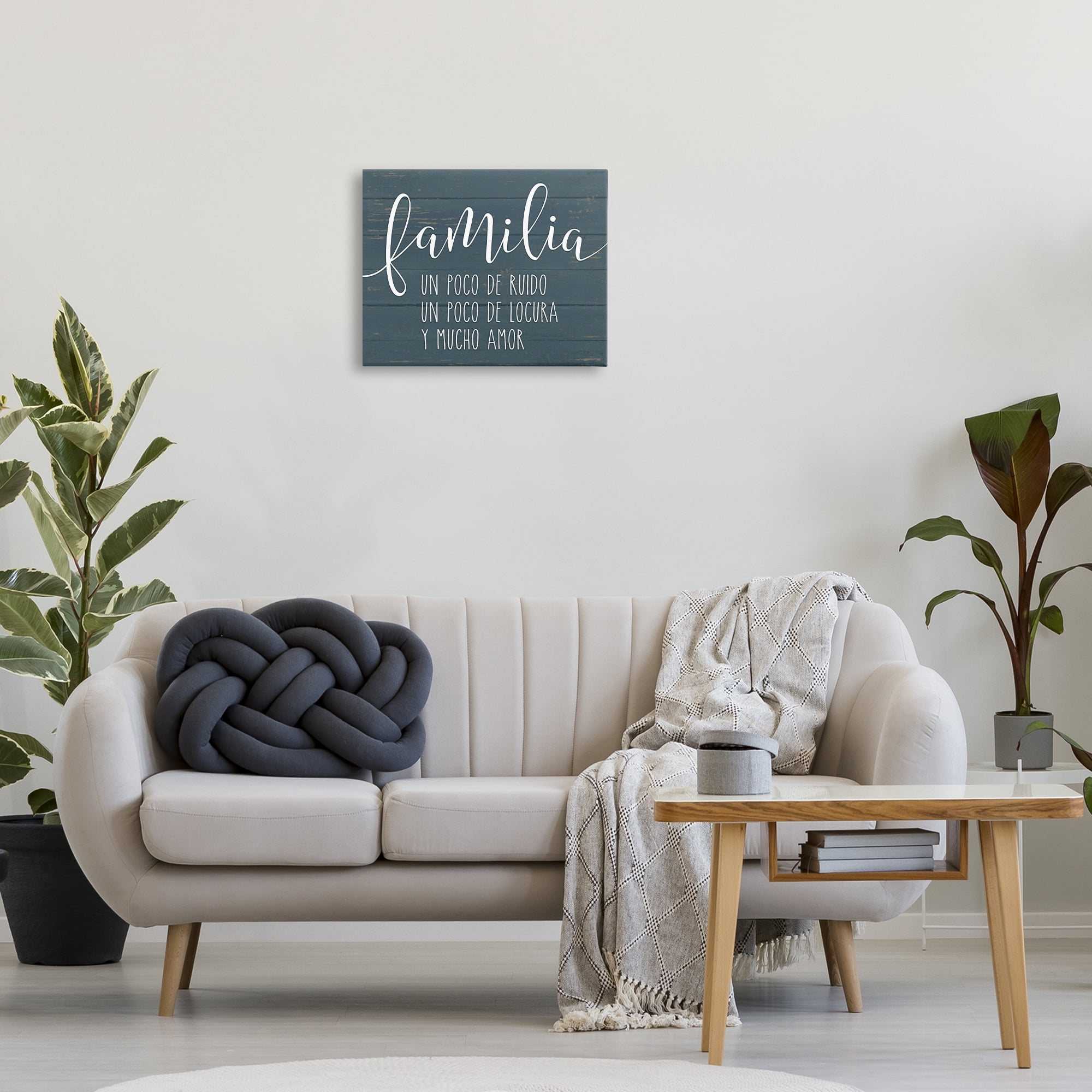 Stupell Industries Familia Y Mucho Amor Inspirational Quotes & Sayings Painting Wrapped Canvas Art Print Wall Art, 20 x 16