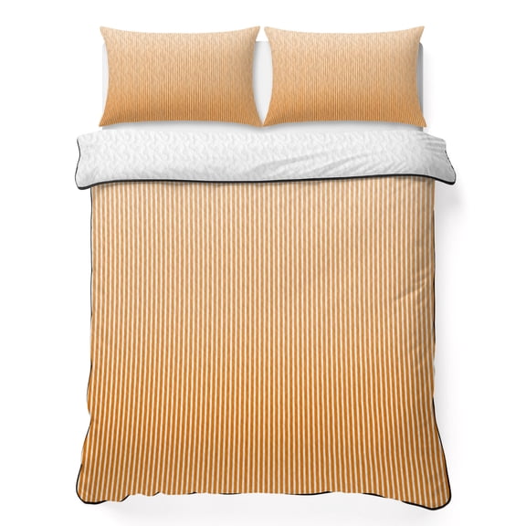 Twin Quilt Bedding Set Country Geometric Line Lightweight Summer Quilted Coverlet for Hot Sleepers, Abstract Orange Stripe Minimalist Style Breathable Soft Cooling Blanket with 2 Pillow Shams