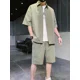 thumbnail image 2 of Conjunto deportivo para hombre, negro, sin logotipo, conjunto de dos piezas, camiseta, estilo coreano, 2024, camisetas, pantalones cortos, trajes para hombre, oferta juvenil, emo, dos piezas, XL, 2 of 4