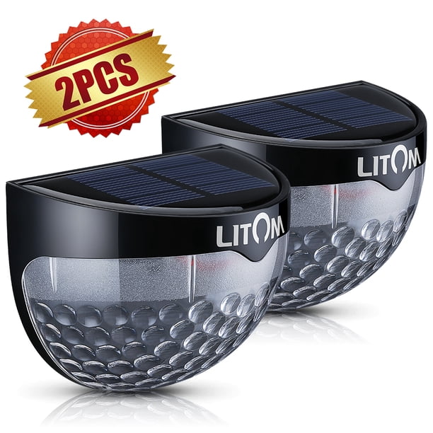 litom solar powered light 6 leds outdoor semi circle waterproof solar scales light with 600mah rechargeable battery for any house fence garden garage shed walkways stairways black walmart com walmart com