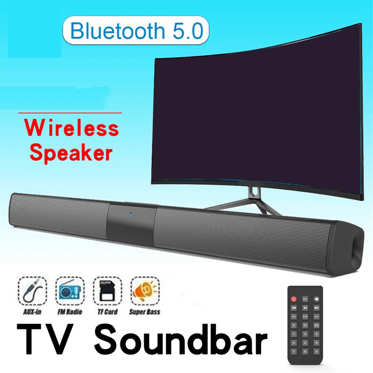 BS-28B Soundbar Bluetooth Speaker Long Stereo Home Theater Sound Multifunctional Desktop Wireless Portable Speaker