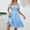 Sky Blue, variant on Women's Summer Short Sleeve Midi Dress Square Neck Ruched Waist Mini Dresses A Line Flowy Beach Vacation Dress