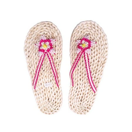 

Panda Superstore PL-CLO2229582011-KELLY02101-RP Handmade Woven Straw Casual Style Flip Flops Sandals for Womens Rose Red Size 38-39 M EU