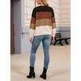 thumbnail image 5 of Female Sweaters Casual Long Sleeve Crewneck Color Block Patchwork Pullover Knit Sweater Tops Khaki S, 5 of 10