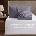 thumbnail image 3 of Clara Clark Split King Sheets For Adjustable Bed, Deep Pocket 5 Piece, Hotel Luxury Ultra Soft Microfiber Bed Sheets Set, Grayish Purple, 3 of 8