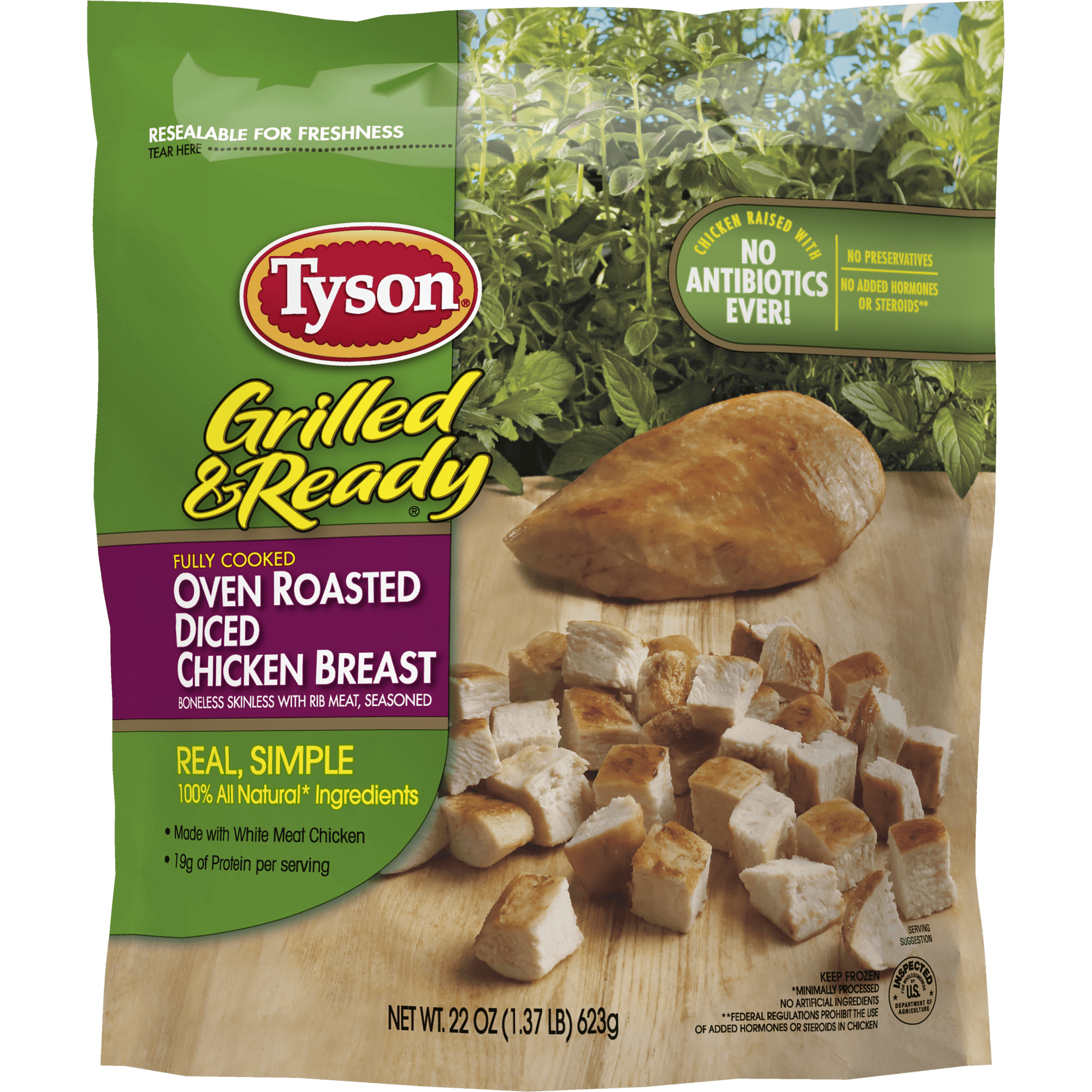 Tyson® Grilled & Ready® Fully Cooked Oven Roasted Diced Chicken Breast, 22 oz. (Frozen ...