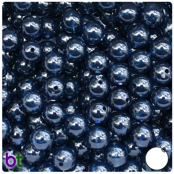 BeadTin Montana Blue Transparent 10mm Round Plastic Beads (150pcs)