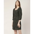 thumbnail image 3 of Moomaya Printed Short Dresses For Women, Button-Up Square Neck 3/4Th Sleeve Dress, 3 of 8
