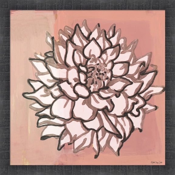 Great Art Now Pink and Gray Floral 1 by Stellar Design Studio, Framed Wall Art, 17.5W x 17.5H