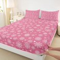 thumbnail image 3 of Homewish Xmas Snowflake 3pcs Twin Sheet Sets for Kids Children Teens,Pink White Twin Fitted Sheet,Christmas Festival Breathable Flat Sheet,Breathable Home Decor, 3 of 7