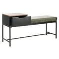 thumbnail image 2 of SAFAVIEH Maruka Upholstered Bench with Pull-Out Drawer, Grey/Dk Green, 2 of 14