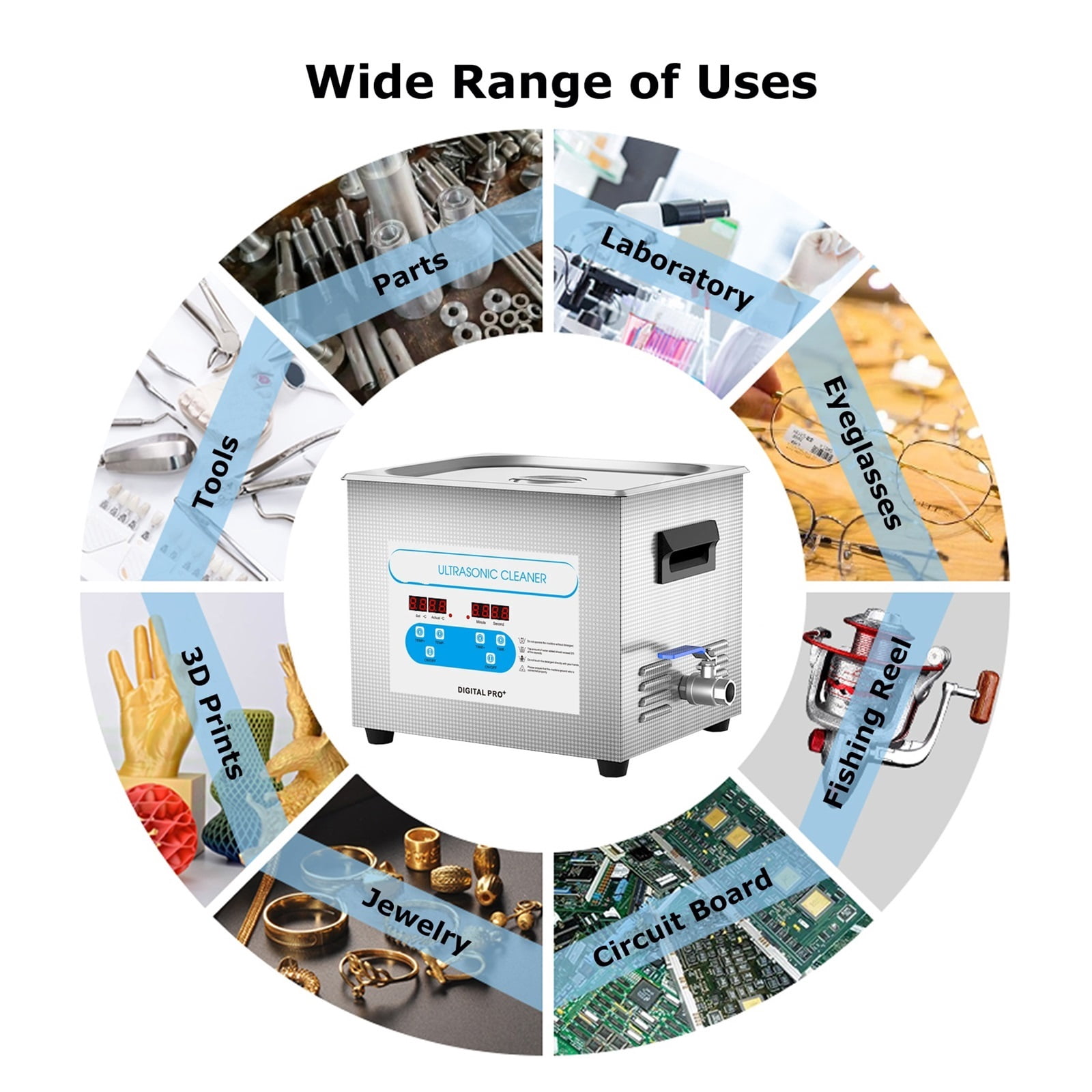 10L Ultrasonic Cleaner 40kH Ultrasound Bath Heated Ultrasonic Cleaning Machine for Carburetor, Tools, Industrial Parts etc