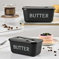 thumbnail image 2 of Januofit Large Plastic Butter Dish With Lid And Knife,Food Grade PP Butter Holder Keeper With Cover For Kitchen Refrigerator Black Butter Container, 2 of 8