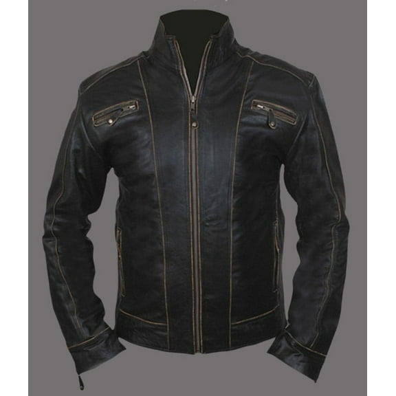 Noora Mens Ruboff Lambskin Leather Rubb Off Black Shirt Style Jacket With Branded YKK Zipper SU0260