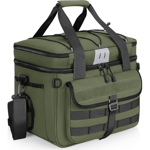 30L Large Fishing Tackle Bag, Waterproof Tackle Box Bag for Saltwater & Freshwater Fishing, Gear and Equipment Storage, Padded Shoulder Strap, Gift for Men, Green