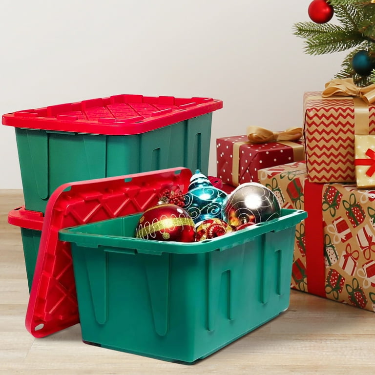 HOMZ Durabilt 27 Gallon Large Plastic Tubs, Heavy-Duty Seasonal