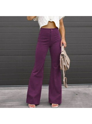 Levmjia Women's Jeans Plus Size Pants Clearance Summer Women's High  Elasticity High Waist Shiny Leather Skinny Pants Purple